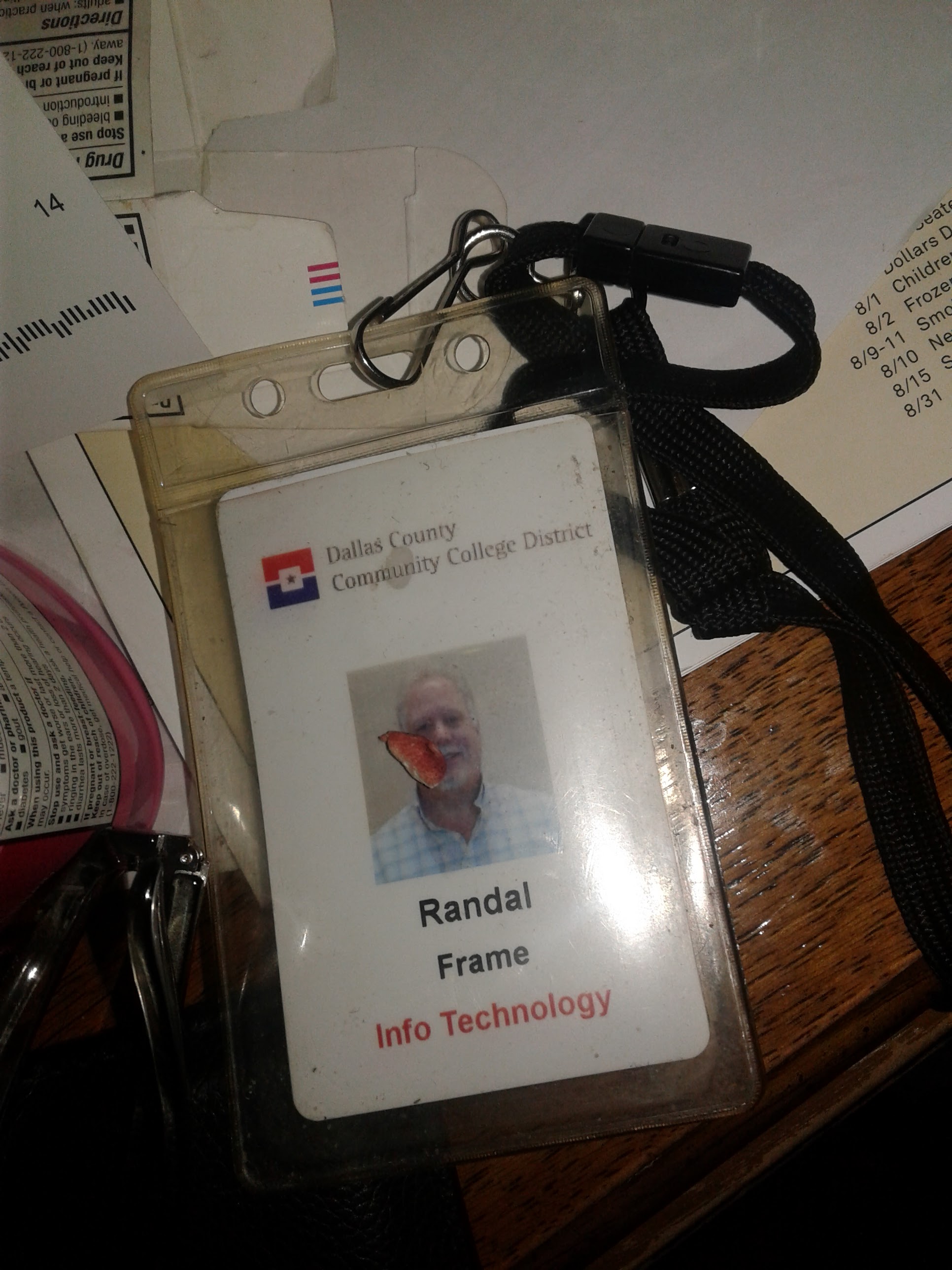 Randy's Dallas College work badge